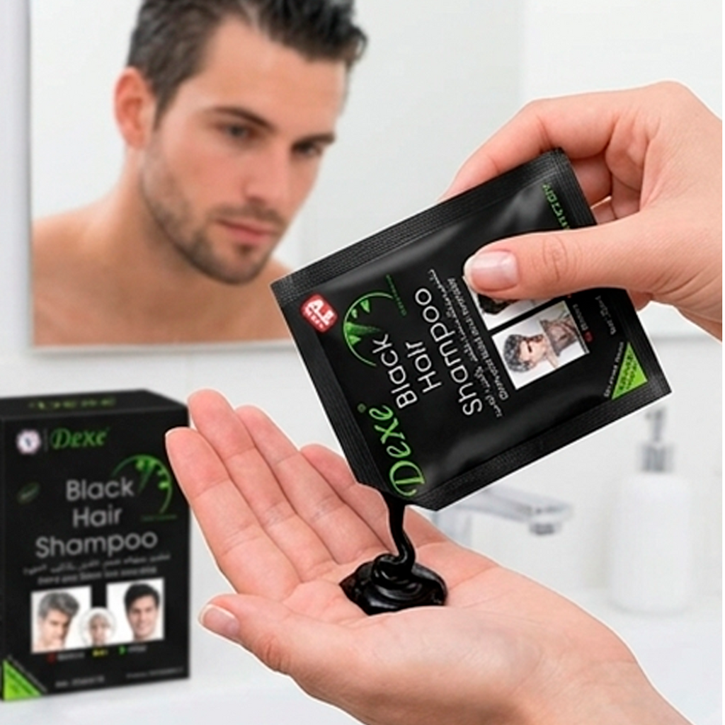 Shampoo Cubre Canas Instantáneo - Color Negro (Caja x10 Sobres)