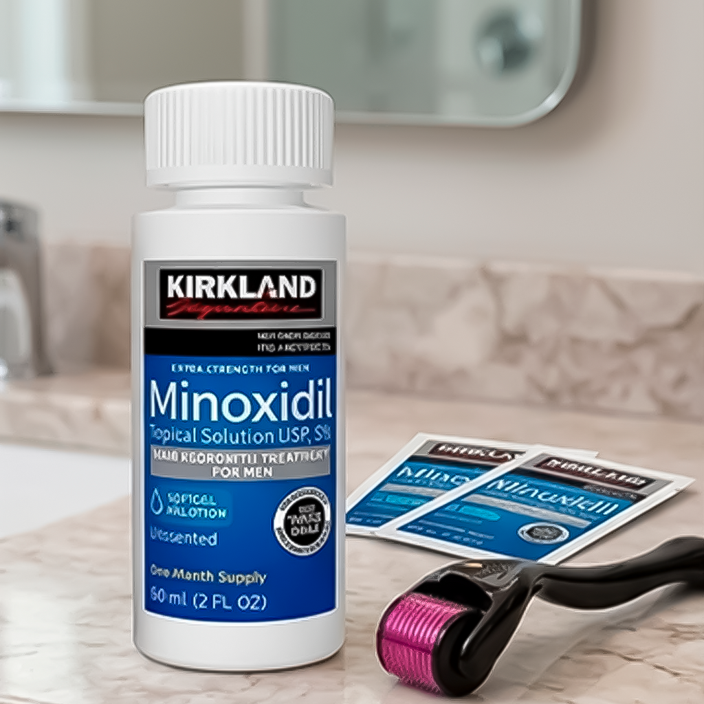 Combo Crecimiento Élite: Minoxidil Kirkland + Derma Roller Profesional