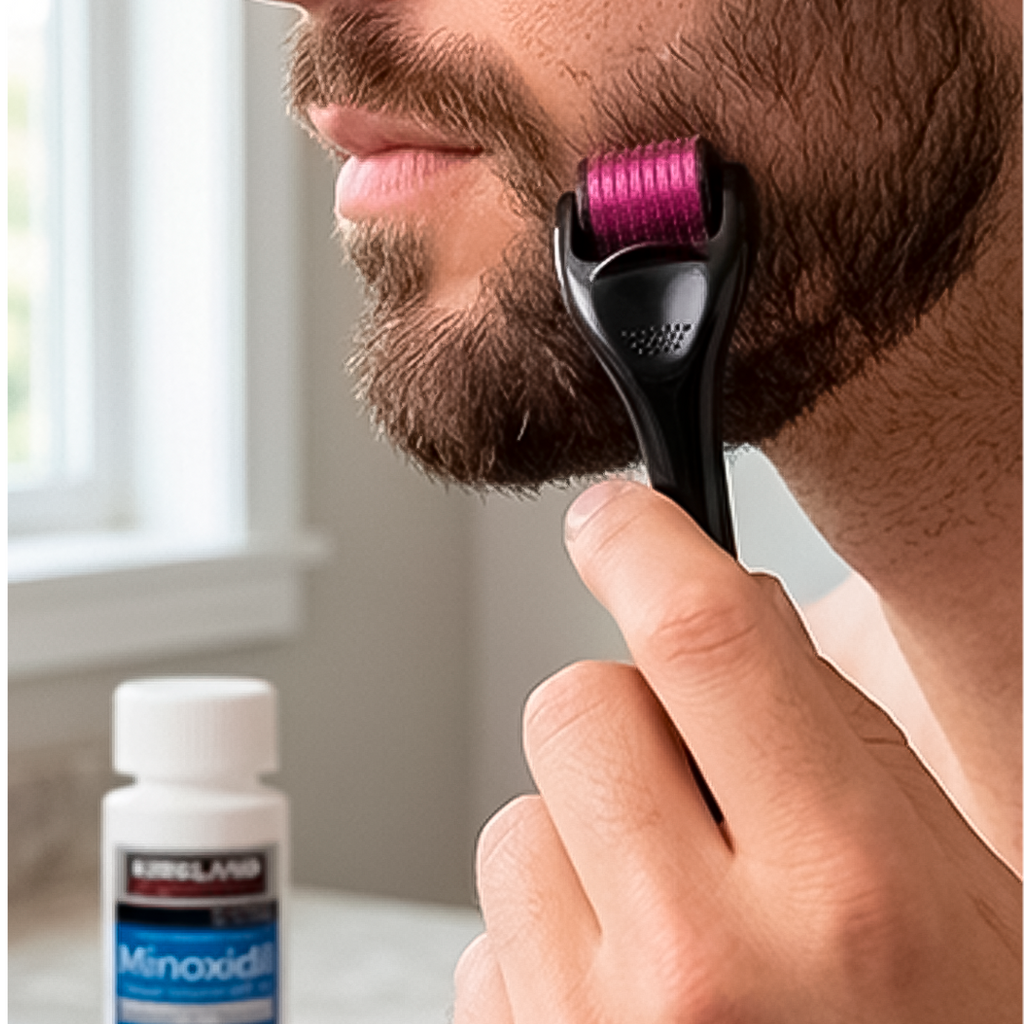 Combo Crecimiento Élite: Minoxidil Kirkland + Derma Roller Profesional